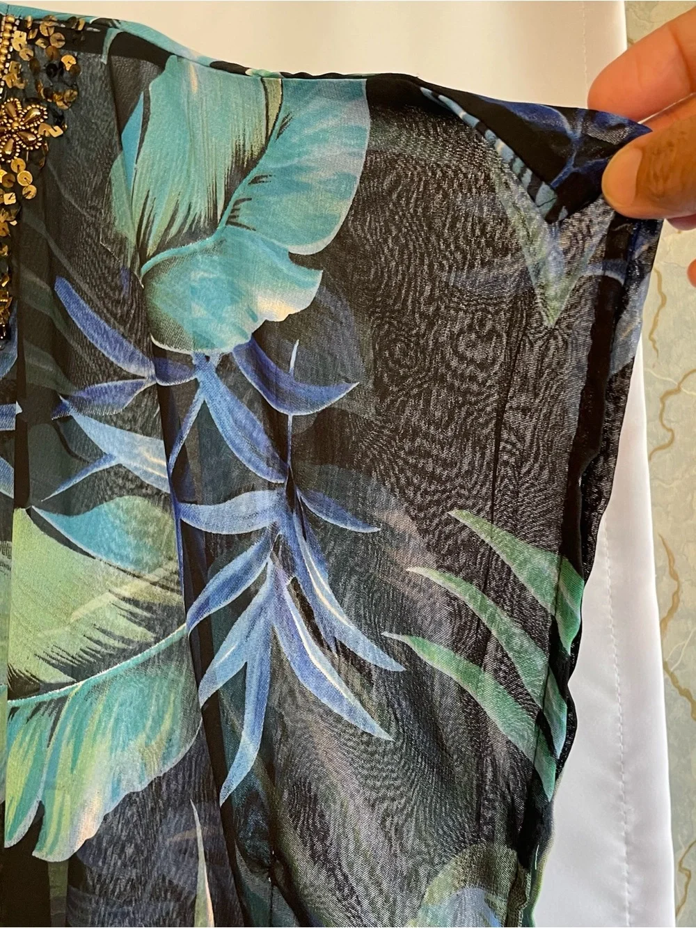 Ellen Weaver Jeweled Caftan Bathing Suit Cover Up Women's Med Summer Vacation